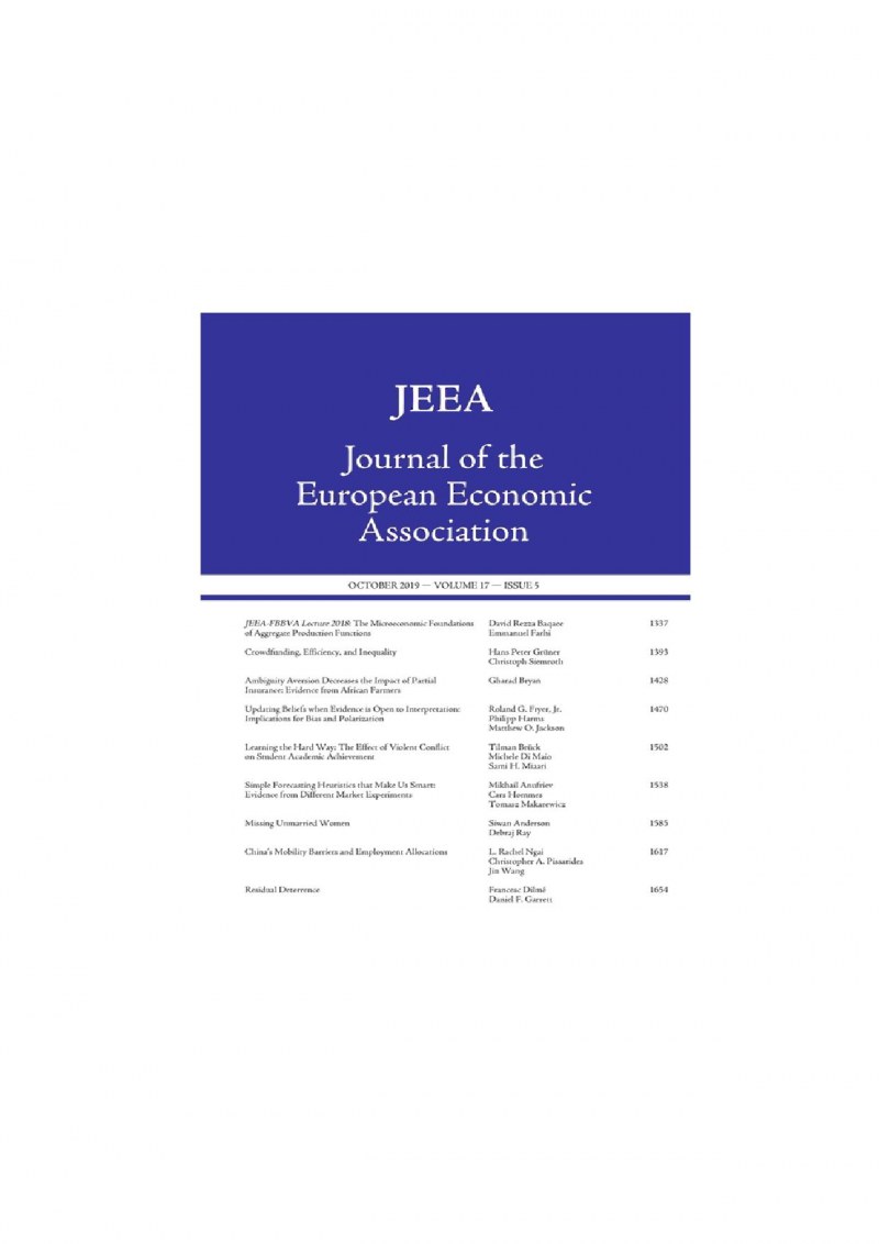 Paper by Fellow Cars Hommes in Journal of The European Economic Association